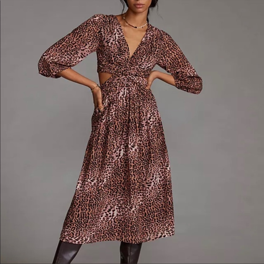 Anthropologie Rana Gill Cut-Out Midi Dress
